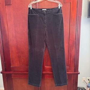 Jones Sport Women's Black Stretch Straight Leg Corduroy Pants Size 14